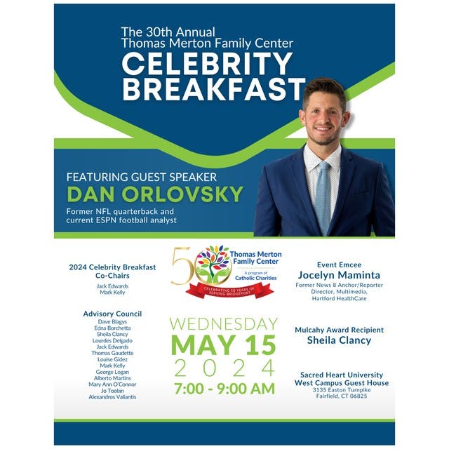 The 30th Annual Thomas Merton Family Center Celebrity Breakfast Set for May 15