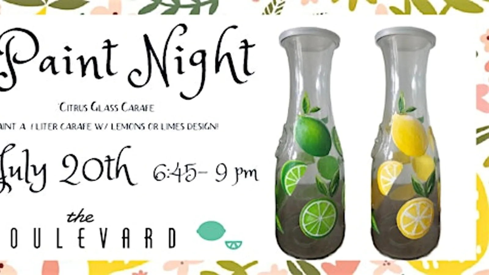 Citrus Glass Carafe Paint Night