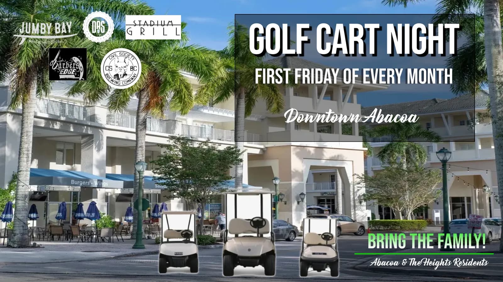 Golf Cart Night in Downtown Abacoa