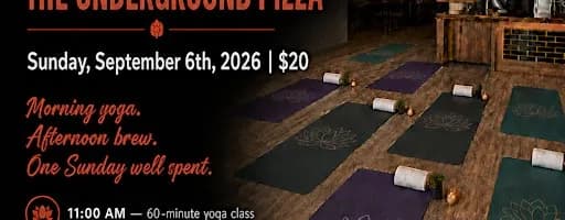 ♀️ DOWNWARD DOGS & DRAFTS @ THE UNDERGROUND PIZZA ♀️