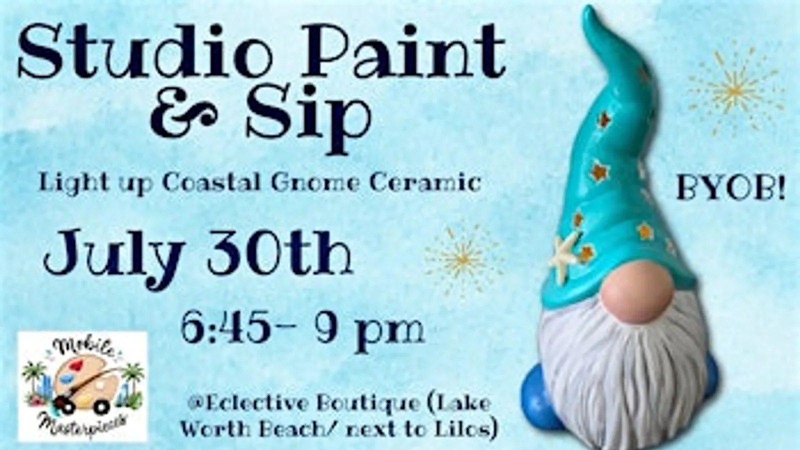Light up Coastal Ceramic Gnome Painting