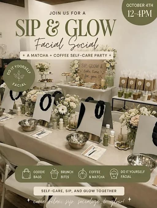 Sip & Glow facial social