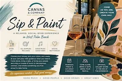 Social Sip & Paint @ Canvas & Company | BYOB | WPB | 18+