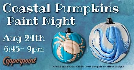 Teal & Cream Coastal Pumpkins Paint Night