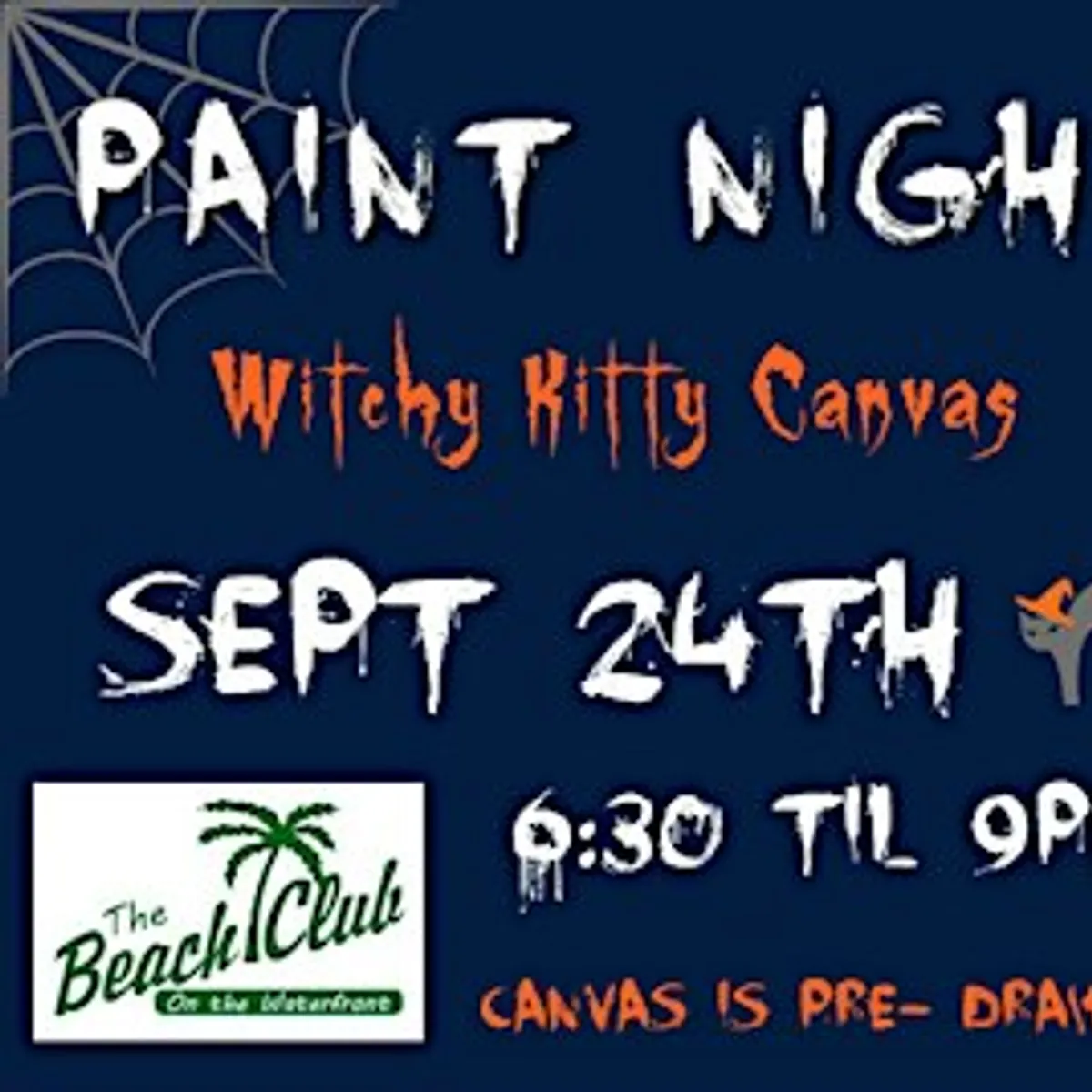 Predrawn Witchy Kitty Paint Night