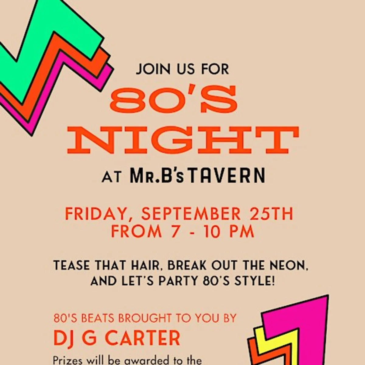 80's Night at Mr.B's
