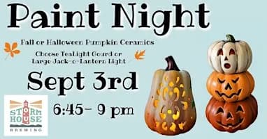 Fall or Halloween Pumpkin Ceramics Paint Night
