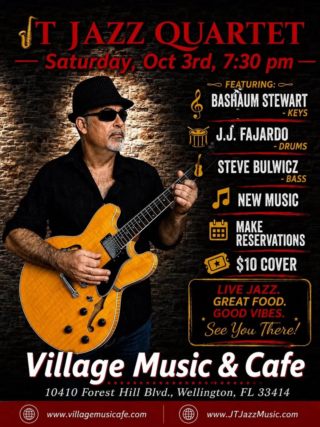 The JT JAZZ QUARTET Live at the Village Music Café 🎸🎷!!