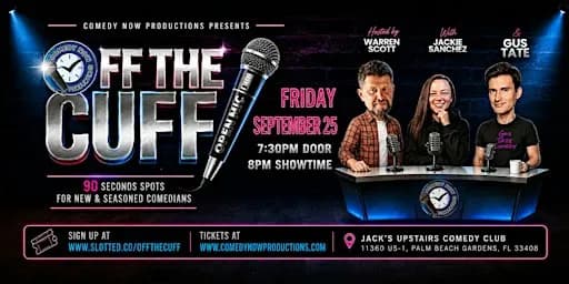 Off The Cuff - Live Taping of Comedy Reality Event - with Panelist GUS TATE