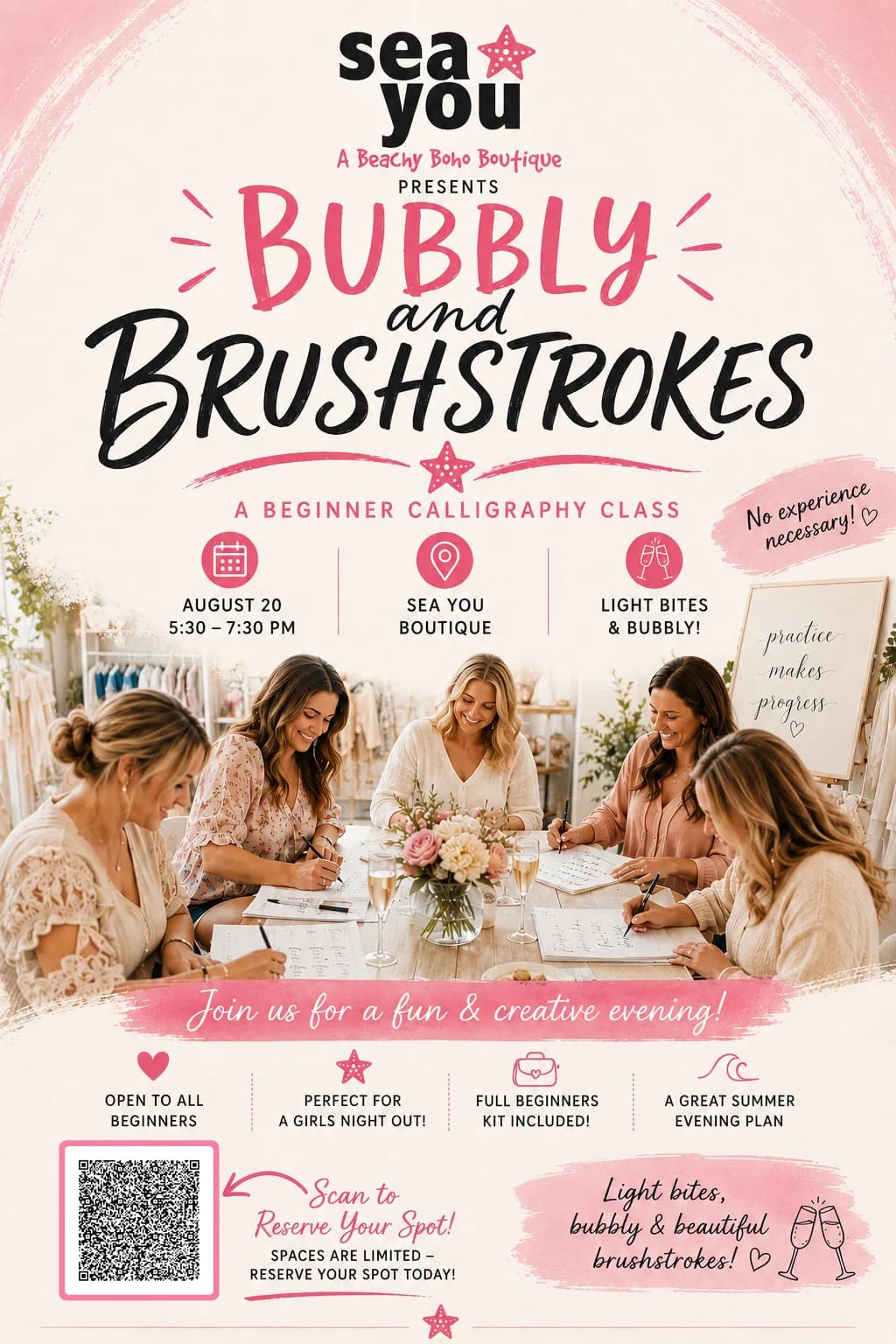 Bubbly and Brushstrokes: A Beginner Calligraphy Class
