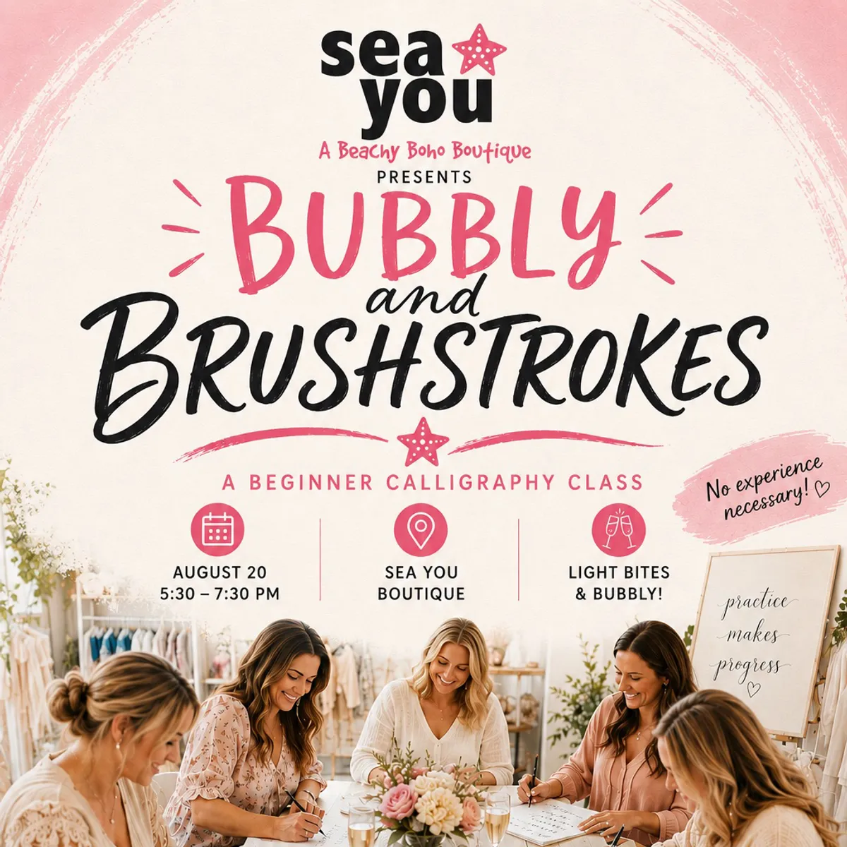 Bubbly and Brushstrokes: A Beginner Calligraphy Class