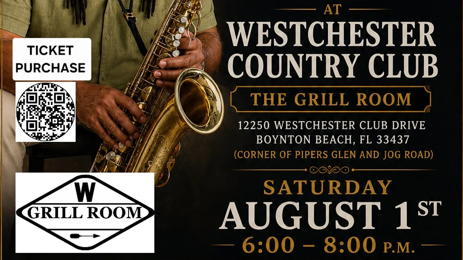 Saxophonist Delton Walker performing live at The Grill Room
