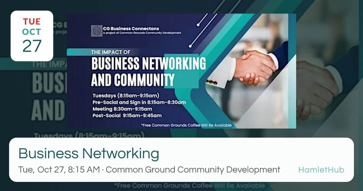 Business Networking · Oct 27 · Lake Worth Beach, FL · HamletHub