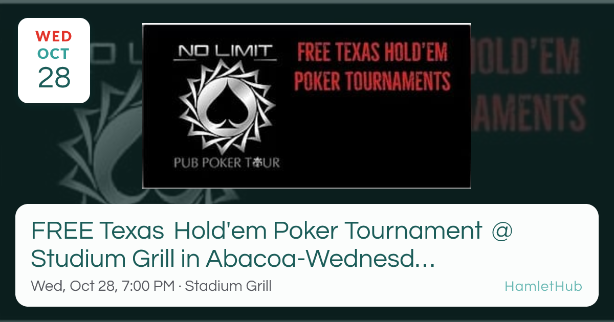 FREE Texas Hold'em Poker Tournament @ Studium Grill in Abacoa-Wednesday ...