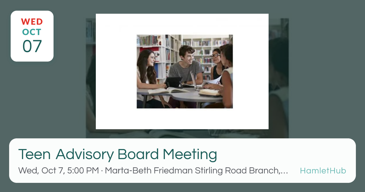 Teen Advisory Board Meeting · Oct 7 · Fort Lauderdale, FL · HamletHub