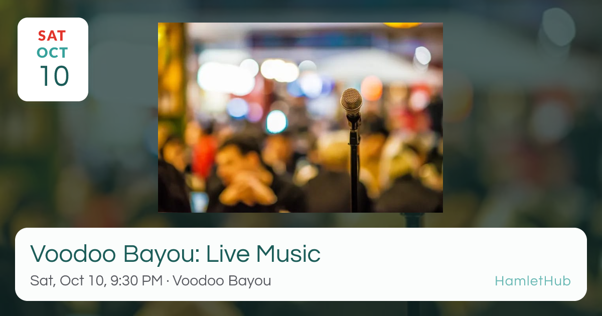 Voodoo Bayou: Live Music · Oct 10 · Palm Beach Gardens, FL · HamletHub